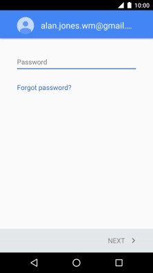 Press the text input field and key in the password for your Google account.
