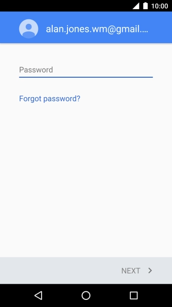 Press the text input field and key in the password for your Google account.
