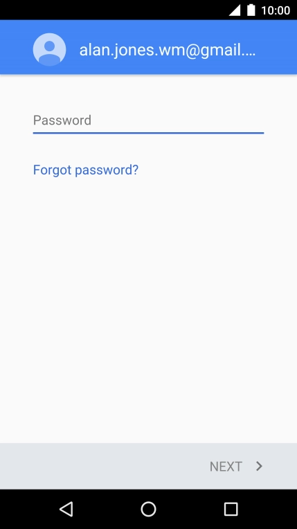 Press the text input field and key in the password for your Google account.