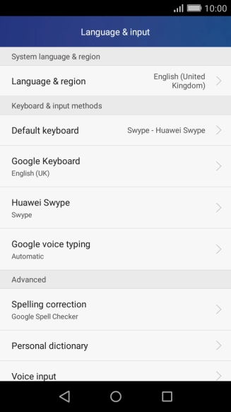 Press Default keyboard.