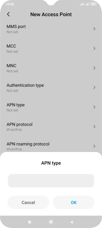 Key in default and press OK.