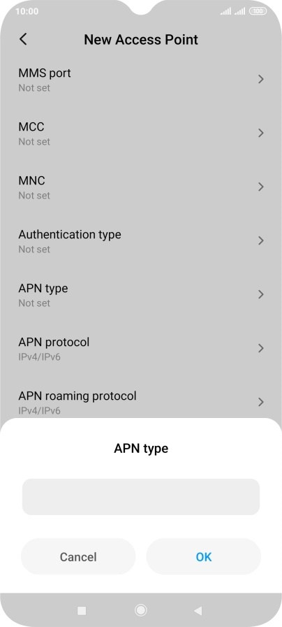 Key in default and press OK.