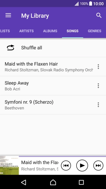 Press the required audio file.