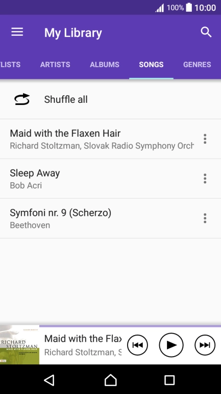 Press the required audio file.