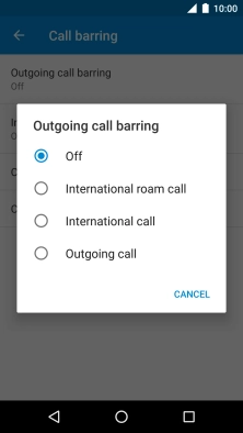 Press the required setting.
