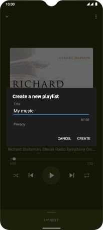 Key in a name for the playlist and press CREATE.