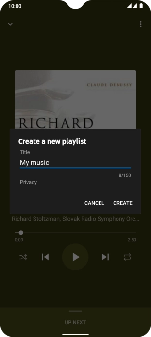 Key in a name for the playlist and press CREATE.