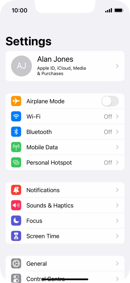 Press Mobile Data.