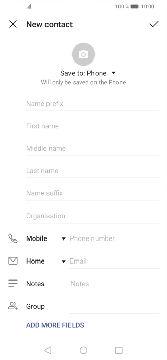 Press First name and key in the first name.