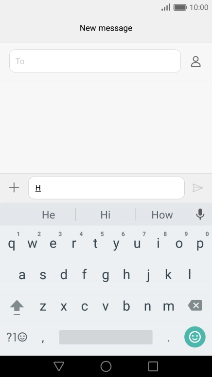 The word suggestions are displayed as you write. Press the required word to insert it.