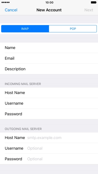 Press Host Name and key in mail.vodafone.ie.
