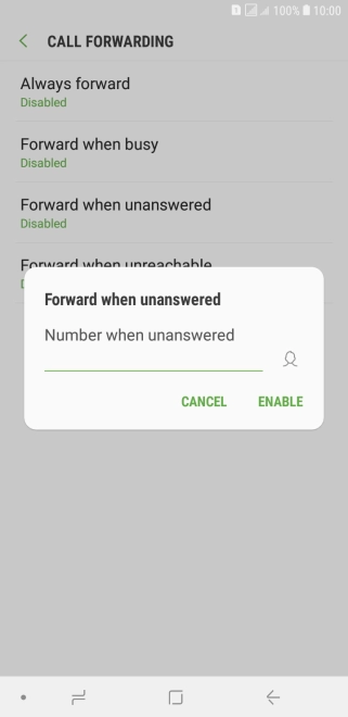 Key in (prefix) 5 (your phone number) and press ENABLE.