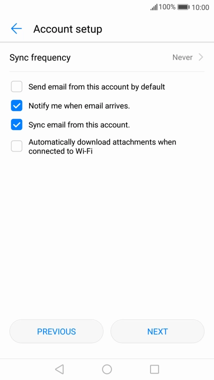 If this screen is displayed, you email account has been recognised and set up automatically. Follow the instructions on the screen to key in more information and finish setting up your phone.