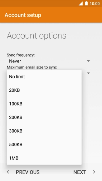 Press the required setting.