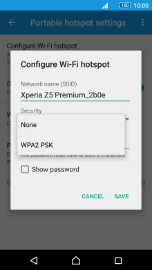 Press WPA2 PSK to password protect your Wi-Fi hotspot.
