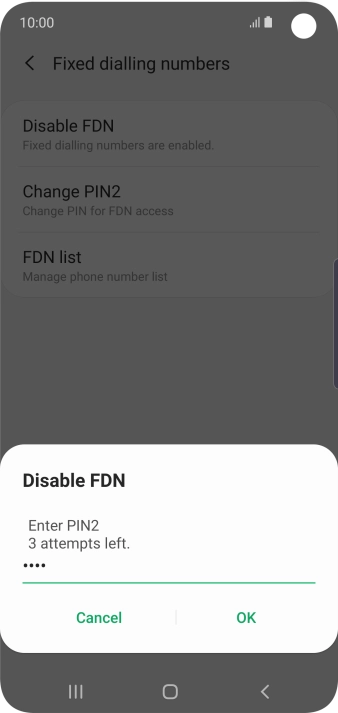 Key in your PIN2 and press OK.