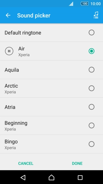 Once you've found a ring tone you like, press DONE.