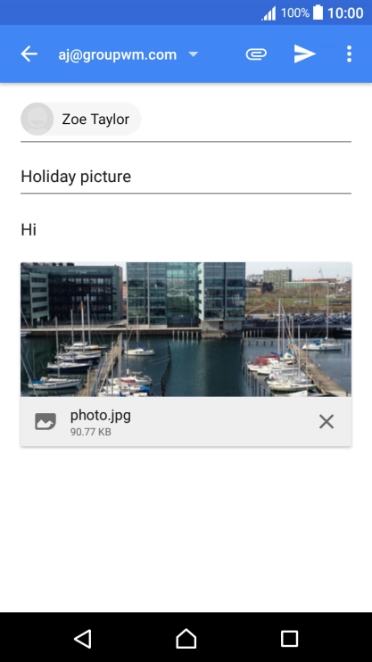 Press the send icon when you've finished your email message.