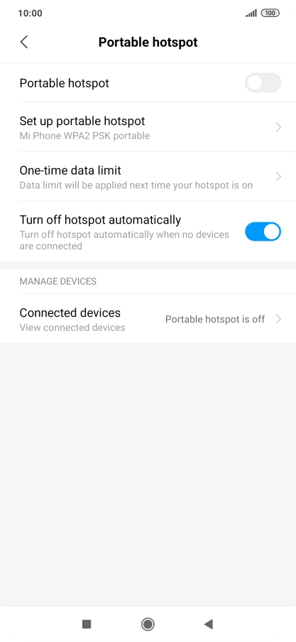 Press Set up portable hotspot.