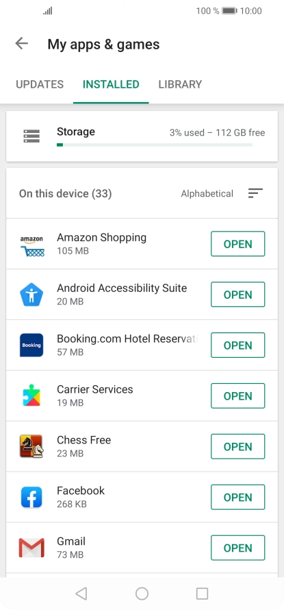 Press the required app.