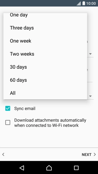 Press the required setting.
