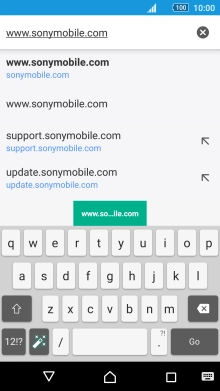 Key in the address of the required web page and press Go.