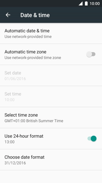 Press Automatic time zone to turn on the function.