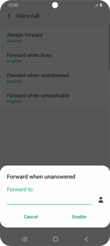 Key in (prefix) 5 (your phone number) and press Enable.
