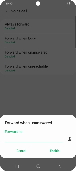 Key in (prefix) 5 (your phone number) and press Enable.