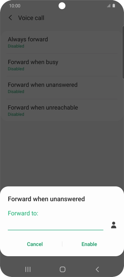 Key in (prefix) 5 (your phone number) and press Enable.