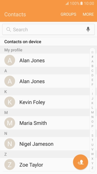 Press the required contact.