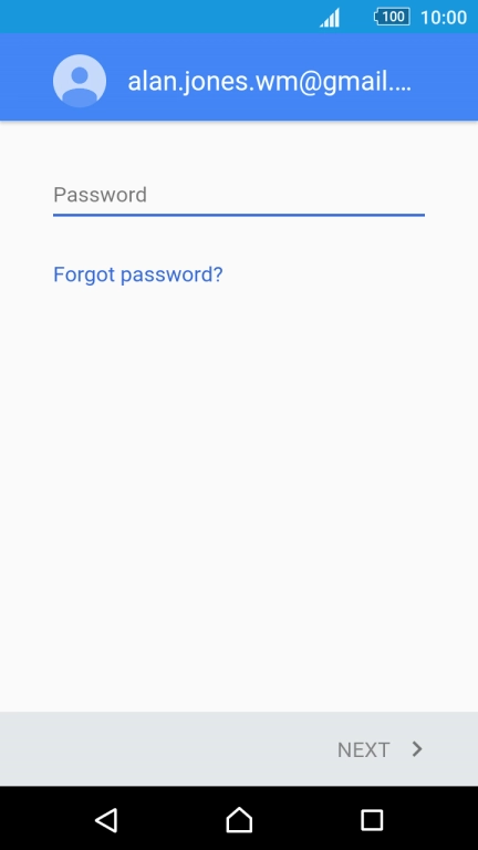 Press Password and key in the password for your Google account.