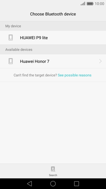 Press the required Bluetooth device and wait while the file is transferred.
