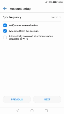 Press Notify me when email arrives to turn the function on or off.