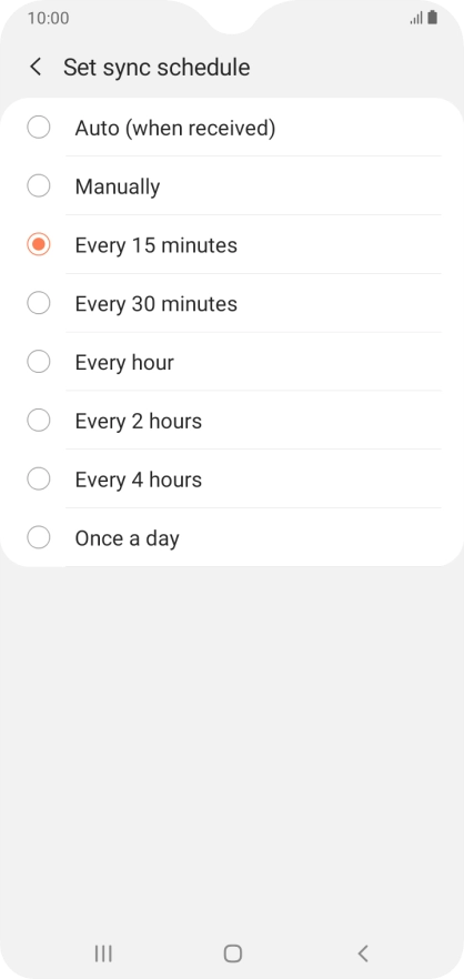 Press the required setting.