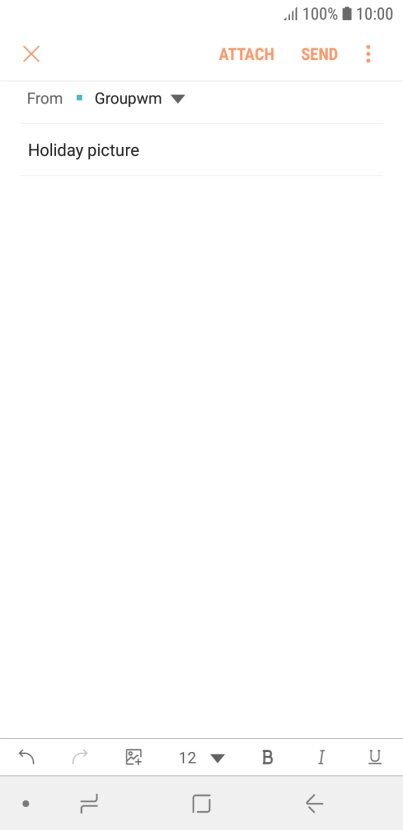 Press the text input field and write the text for your email message.