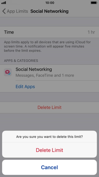 Press Delete Limit.