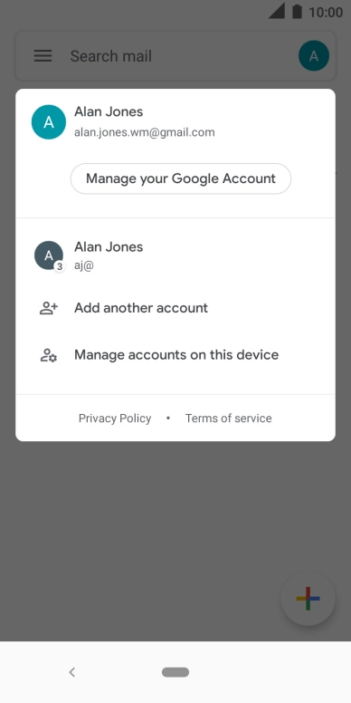 Press the required account.