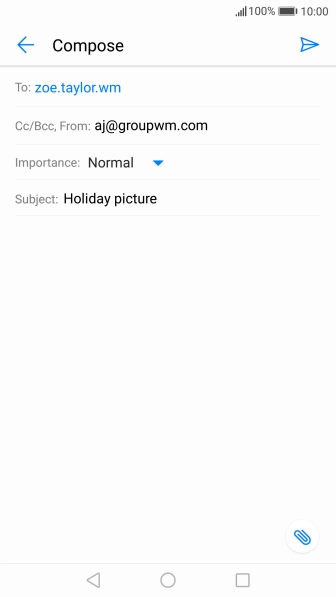 Press the text input field and write the text for your email message.