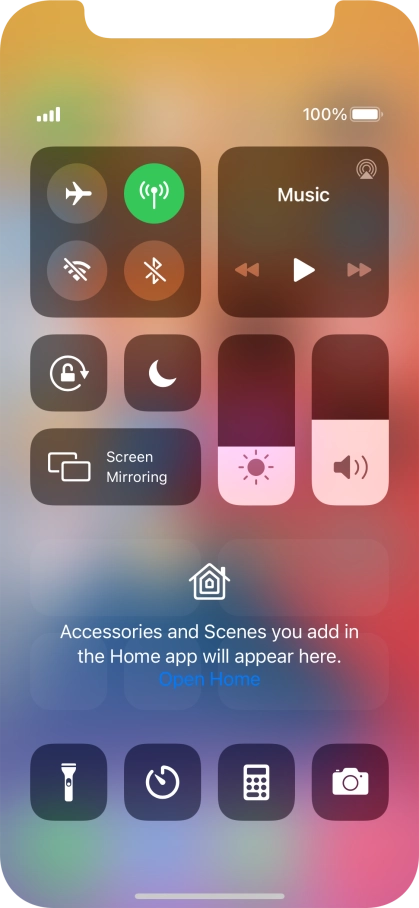 Press the flight mode icon to turn the function on or off.