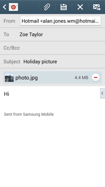 Press the send icon when you've finished your email message.