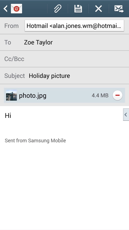 Press the send icon when you've finished your email message.