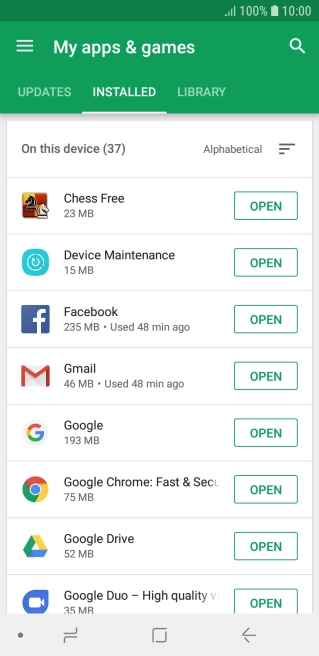 Press the required app.