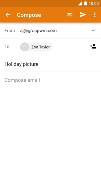 Press the text input field and write the text for your email message.