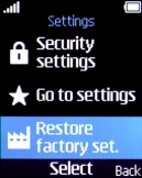 Select Restore factory set..