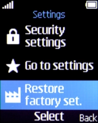 Select Restore factory set..