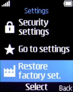 Select Restore factory set..