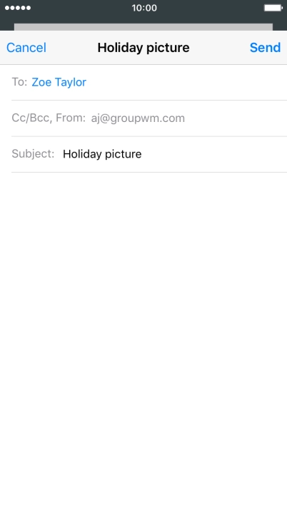 Press the text input field and write the text for your email message.