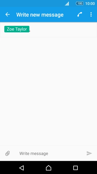Press the text input field and write the text for your text message.