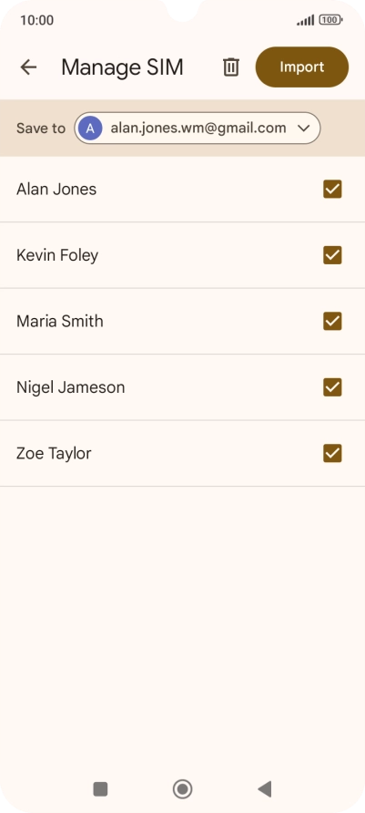 Press the fields next to the required contacts to select them.